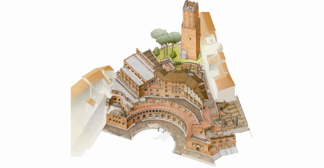 L’articolazione su più livelli e in edifici differenti per tipologia e datazione dei Mercati di Traiano
