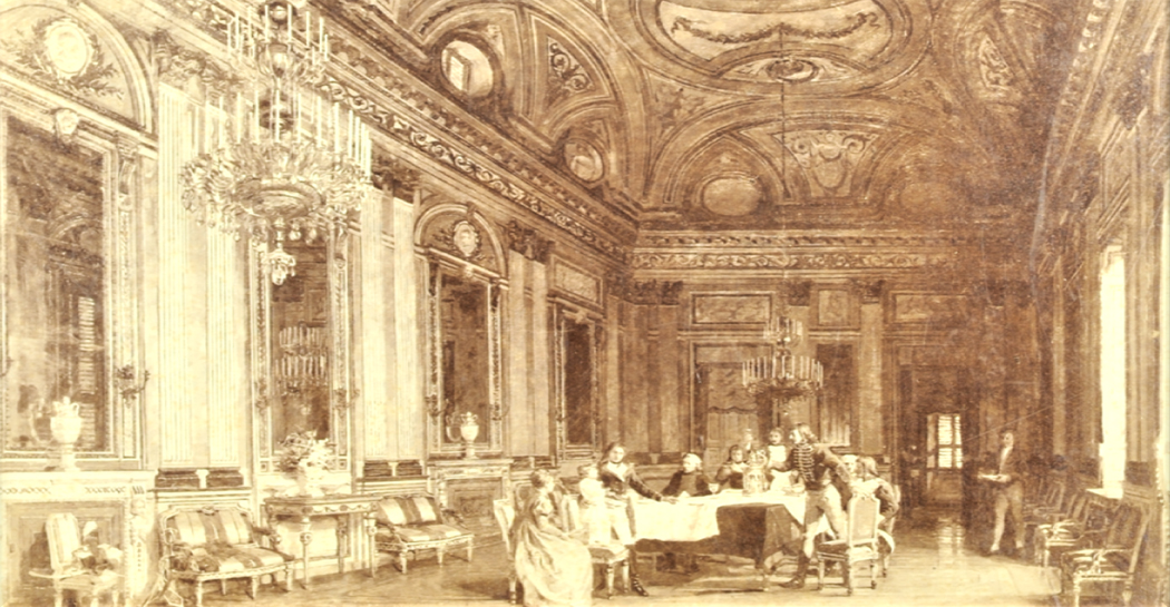 Ditta Montabone (da un dipinto di Arturo Ferrari), “Riproduzione con il salotto della Regina Ortensia a Palazzo Ruspoli”, positivo, albumina, 1890, MN 6198